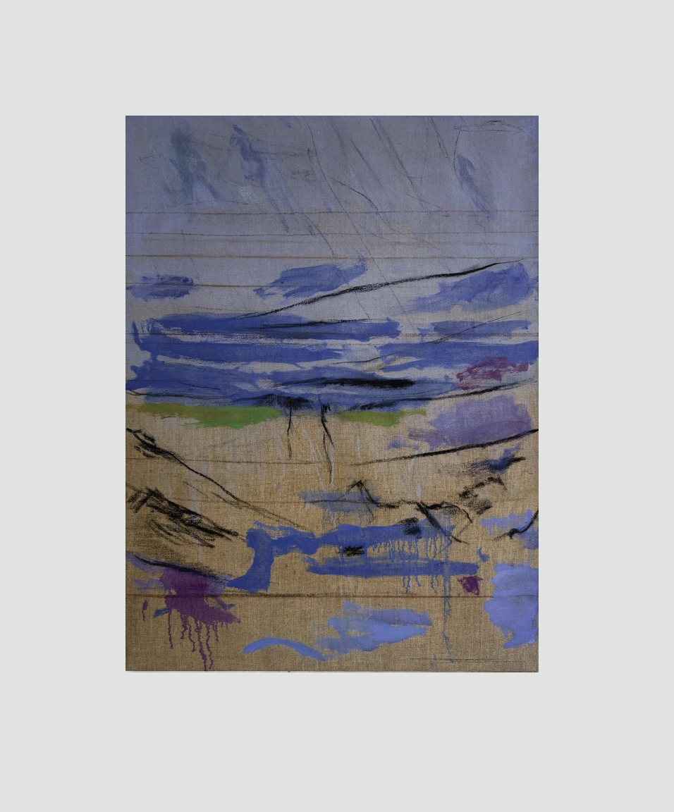 Among old and new Friends painting in blue and violet tones
